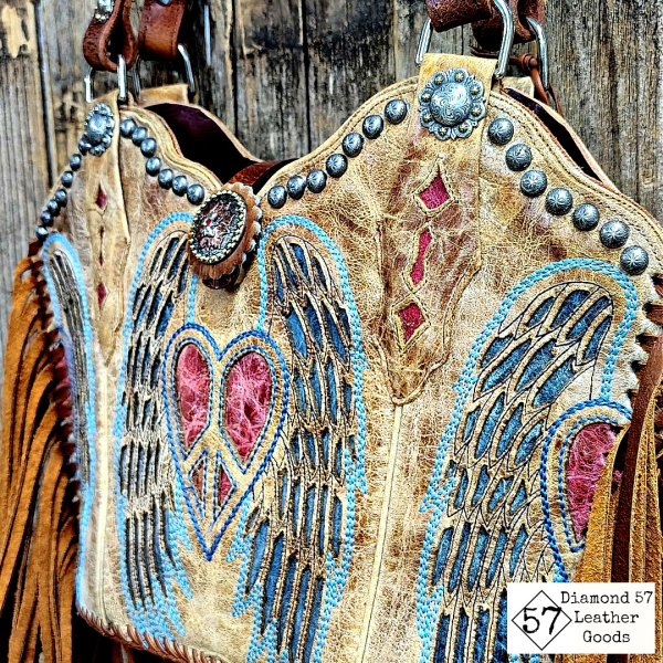 Heart wings peace cowboy boot purse1