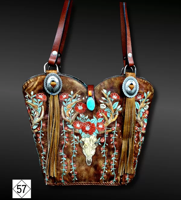 Deer skull cowboy boot purse