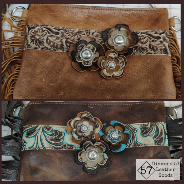Cowboy boot purse, horse tack handles, with fringe 345-25 - Image 5