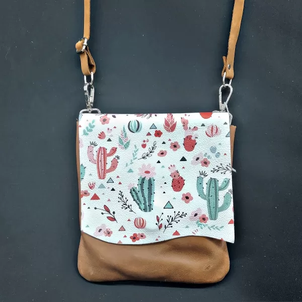 Leather cactus crossbody bag