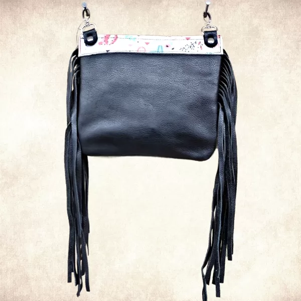 Leather fringe crossbody bag