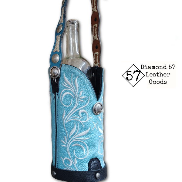 Blue Cowboy boot winetote