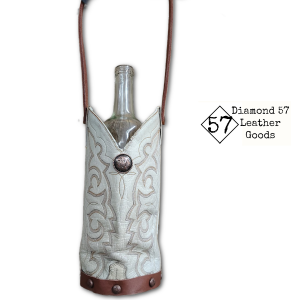Cream cowboy boot wine tote