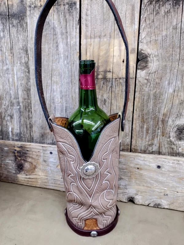 Leather wine tote