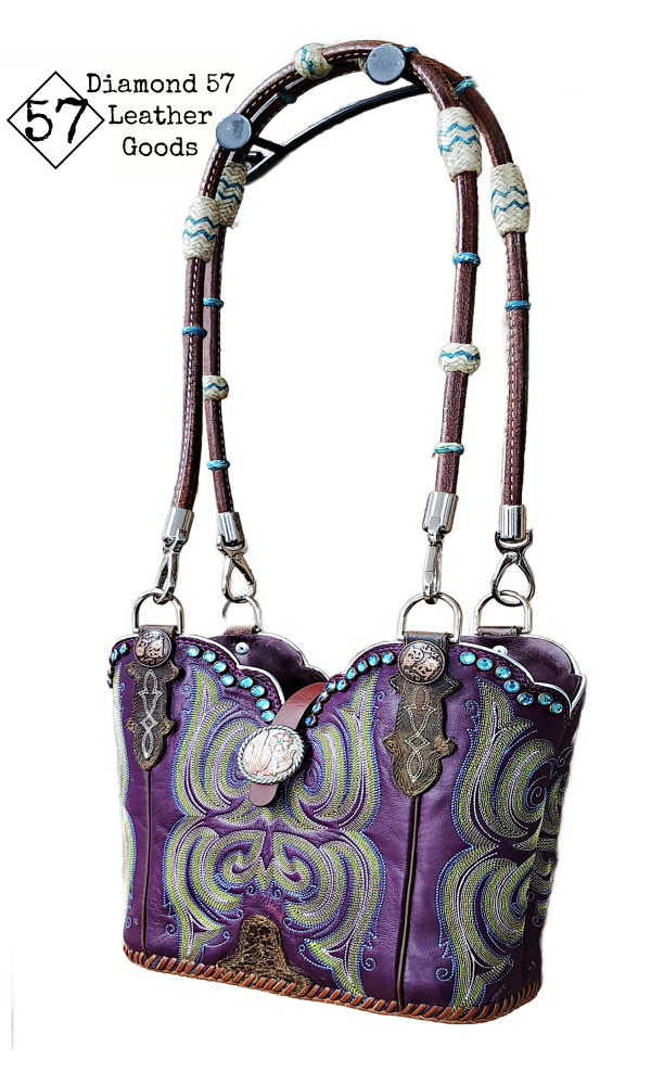 Purple cowboy boot purse