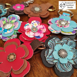 Leather Flower Key Chains