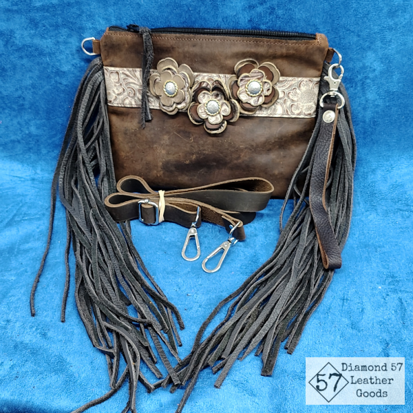 Brown leather crossbody purse
