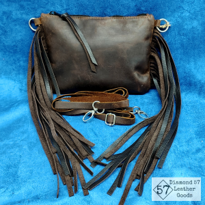 Brown leather crossbody purse