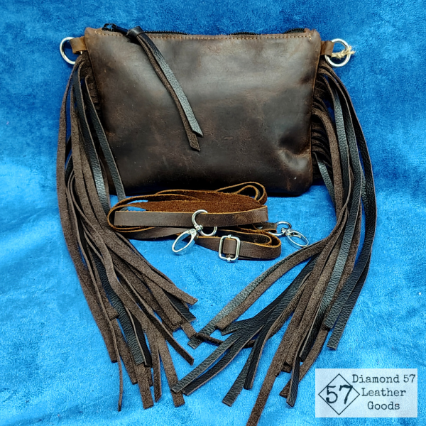 Brown leather crossbody purse