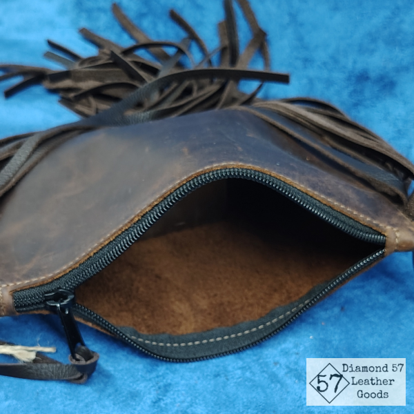Brown leather crossbody purse
